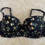 Shade & Shore Bikini Top Black with Floral Print Photo 0