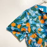 Kit Orange Print Short Sleeve Knee Length Dress Blue Size L Photo 3