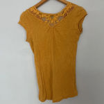 Forever 21 Mustard Yellow Short Sleeve Blouse Size Small Photo 3