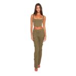Danielle Guizio NWT Danielle Guizo Olive Green Knit Crop Top Corset Photo 2