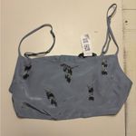 ZARA  Size Medium Blue Cropped Top Beaded Teardrop New Crop Blogger Photo 1