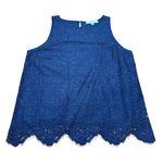 Loft Ann Taylor Navy Lace Overlay Sleeveless Top Tank Large Photo 0