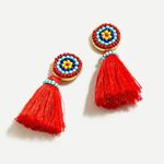 J.Crew  Beaded Tassel Stud Earrings Authentic Red NEW Photo 6