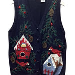 Capacity Vintage vest. Navy Winter Scene. Size Medium Blue Photo 0