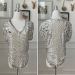 Vintage 70s Judith Ann Creations Ivory Silver Embellished Bling Sequins Pearl To White Photo 1