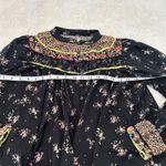 Free People ‎ Paloma Floral Button Up Blouse Top Black Long Sleeve Size Small Photo 3