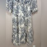 Moon River Anthropologie  Blue Floral Ruffle Midi Dress size Small Photo 7