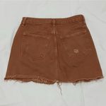 Free People We The  Denim Jeans Skirt Size 27 Brown Button Fly Deconstructed Photo 3