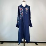 Johnny Was NWOT  Silk Embroidery Floral Violawide Cuff Seaside Midi Dress Size XL Photo 1