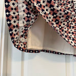 Women's J.Crew 100% Silk Pleated Mini Skirt, Size 6, Pink Navy Off White Photo 8