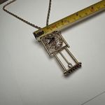 Rhinestone Clock Pendant Gold Tone 18 In Chain Vintage Photo 4