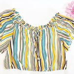 Torrid Multi Stripe Off-Shoulder Gauze Skirt Set Rainbow Boho Ruffle Midi Maxi Photo 5