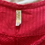 Free People Sunset Park Thermal Oversized Waffle Knit Red Coral Long Sleeve Boho Photo 3