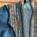 MARY REYNOLDS DESIGN M/L Blue Textured Denim Western Open Duster Tassel Jacket Photo 5