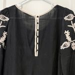 Esley  anthropologie blouse size small floral embroidered gauzy flutter sleeve Photo 7