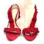 Jessica Simpson "JESSIN" RED FABRIC FLORAL DETAIL STILETTO HEELS (6M) Photo 3