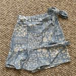 Altar'd State Adorable Altar’d State Mini Wrap Skort Blue And White Patchwork Size XS Photo 0