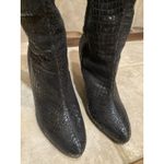 White House | Black Market WHBM Snakeskin Black Boots 8M Knee High Heel 4.5”  Party Photo 5