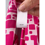 Susan Graver Pink Geometric Print Beaded V-Neck Top XL Stretch Knit Photo 3