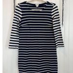 J.Crew Navy Blue & White Stripe 3/4 Sleeve Nautical Maritime Dress Size XXS Photo 1