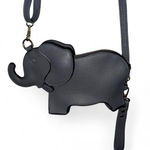 Grey elephant shoulder bag with silver hardware Black Photo 2
