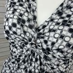 Cato Twist Front Geometric Print Tunic Top Grey White Large Cap Sleeve Photo 4