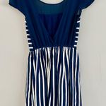 Abercrombie & Fitch Abercrombie Sheer Plunge Navy and White Striped Mini Dress XS Photo 3