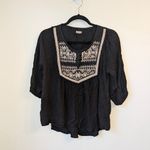 Urban Outfitters Black  Ecoté Embroidered Blouse Black Boho Sz Small Photo 1