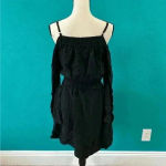 The Kooples  off the shoulder black denim looking button front midi dress Photo 3