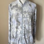 Athleta Salutation Jaquard Jacket Merri Perri Metropolis Gray Blue Womens 1X Photo 1