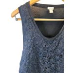 J.Crew  | Large | Black Embroidered Flowers Sleeveless Tank Top Blouse Photo 1