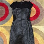 Guess Black Lace Cutout Faux Leather Dress Sweetheart Neckline Cap Sleeves 2 Photo 0