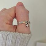 Handmade “Khione” Clear Rhinestone Fidget Ring Seed Bead Crystal Spinner Tactile Elastic Boho White Photo 8