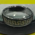 Greek Key Design Gold Band Ring Size 10 Silver Photo 0