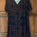 Sundance  Teal Floral Print Silk Blend Nomi Velvet Shift Dress Size Small Photo 0