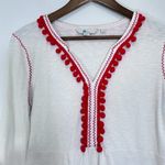 Boden Carina Jersey Tunic Dress Coverup White Red Pom Pom Preppy Beach Size 8L Photo 4