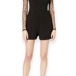 BCBGeneration new ❤︎︎ Sweetheart Flocked Tulle Panel Open Back Romper ❤︎︎ Black Photo 0