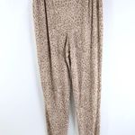 Hippie Rose  Beige Leopard Print Drawstring Fleece Ribbed Joggers Size S Photo 1