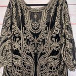 Ultra Pink Blouse | Women’s 2X | Black With Gold Embroidery Photo 2