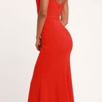 Lulus Lulu’s Infinite Glory Red Maxi Dress Sz Medium Stretch Knit Mermaid Hem Formal Photo 1