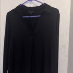 LIVE UNLIMITED LONDON BRAND BLACK TUNIC TOP V NECK L/S ON 6” SHEER RUFFLE HEM Size undefined Photo 6