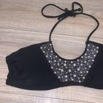 Xhilaration  black padded pearl beaded sequined halter swim suit top Photo 2
