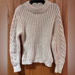 ZARA Fitted Chunky Cable Knit Crew Neck Pullover Sweater in Cream Size Small Photo 4