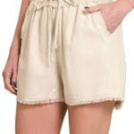 Zenana Outfitters NWOT  Cream High Waist Shorts Photo 0