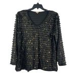 Reba Women's Black & Gold Sequin Blouse Photo 0