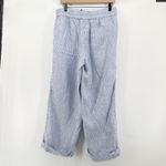 Talbots  Medium Blue White Stripe Linen Wide Leg Ankle Pants Drawstring Cuffed Photo 4