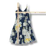 Gap  Soft Fit‎ & Flare Dress S Navy Floral Yellow Rayon Summer Spaghetti Strap Photo 2