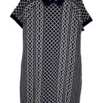 Tommy Hilfiger Navy & White Knit chain Sweater Dress Collar Size M wool Photo 0