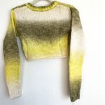 For Love & Lemons Celeste Twist Front Crop Sweater In Green Photo 7