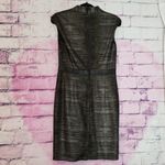 Ellen Tracy BLACK GOLD GLITTER CONTOUR WAIST FAUX LEATHER BODYCON DRESS Photo 1